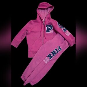 Victoria's Secret PINK Y2K Vintage Pink 86 Hoodie/Cropped Sweats Set Size S/M